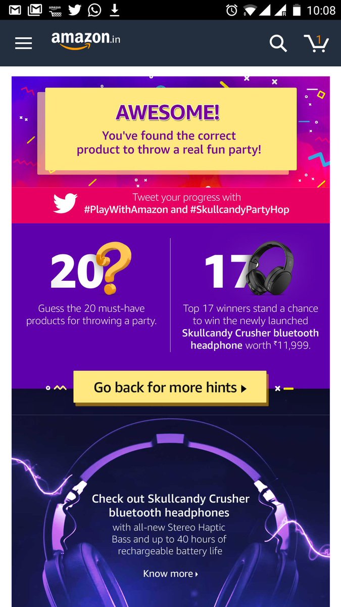 coool_kashish's tweet photo. Found 20/20 puzzles in Party Hop game. #PlayWithAmazon #SkullcandyPartyHop
@amazonIN https://t.co/FNypsCucyg