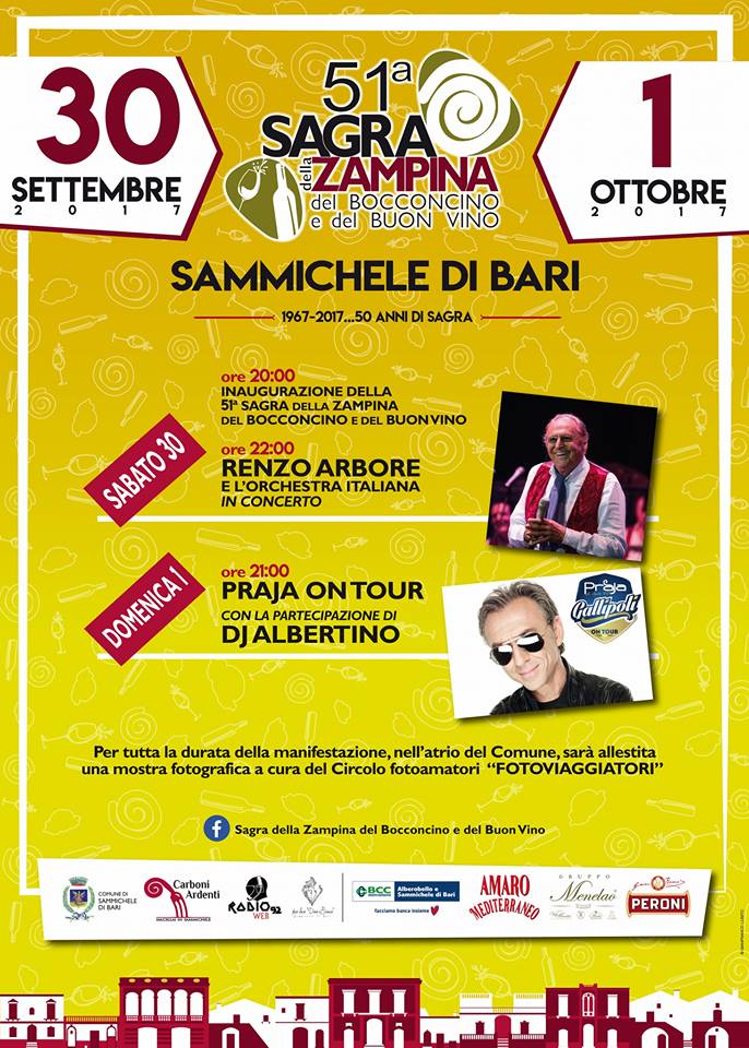 In #Puglia, a #SammicheleDiBari (BA), #Sagra della zampina, del bocconcino e del buon #vino goo.gl/LyyoD1 #eventi #italianfood