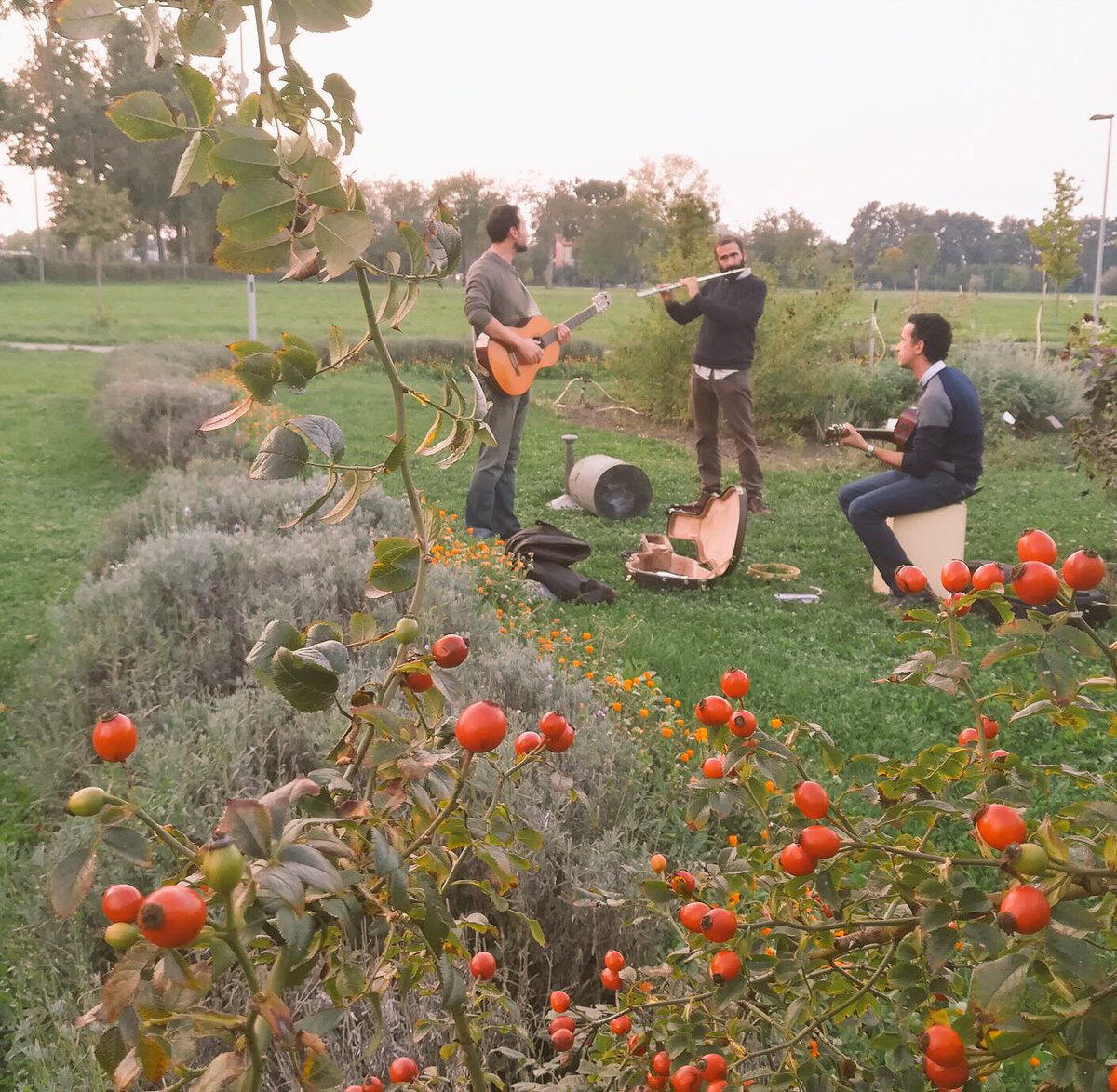 MammaImperfetta's tweet photo. Mario, Carlo e Ugo. I Lùv. I colori autunnali. Un soundcheck da incorniciare. #Restate2017 #ReggioEmilia https://t.co/cPhNoZO2HK