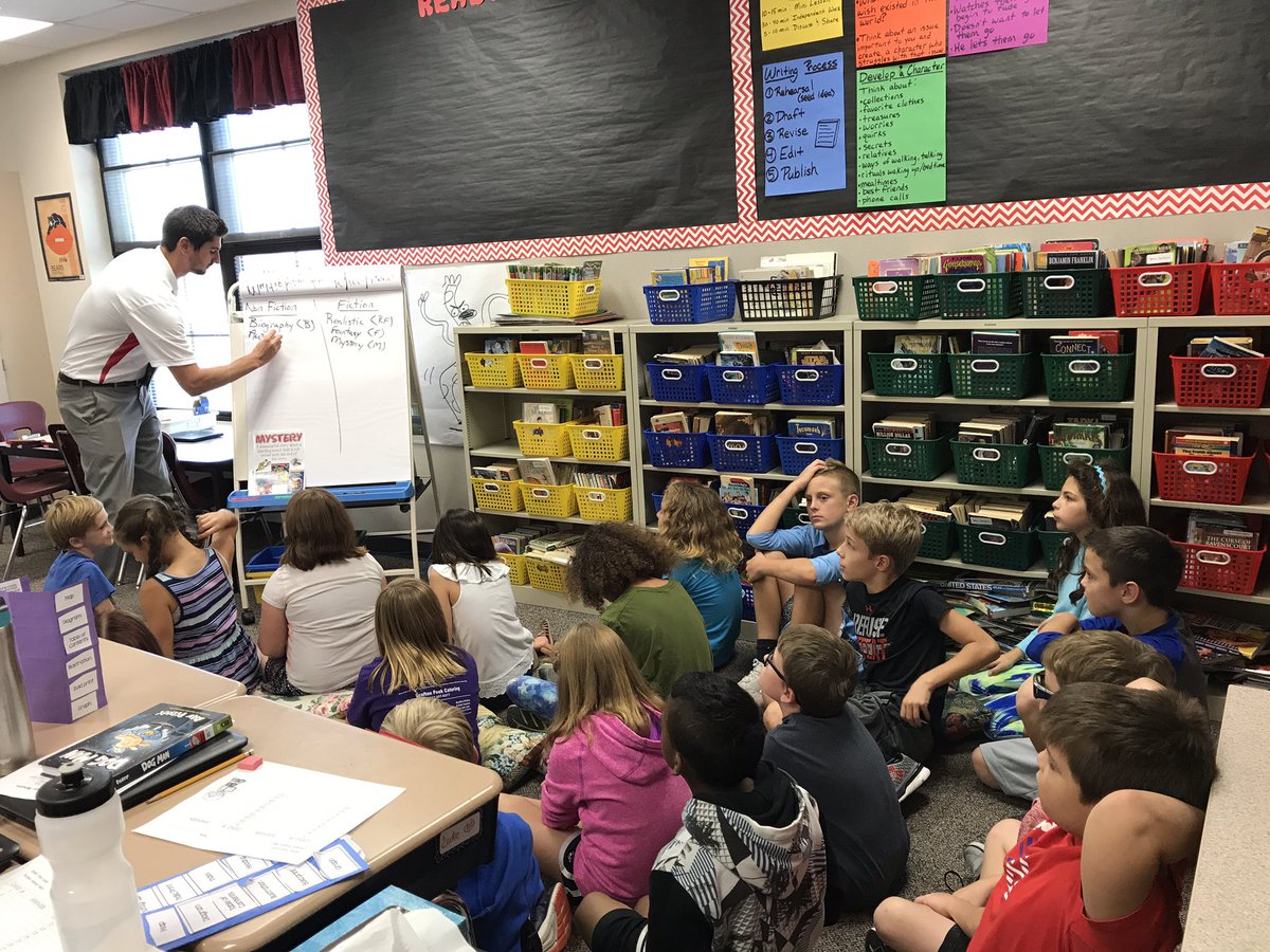 Mrs_LeeA's tweet photo. Mr. Erwin's 4th graders studying genre @MapleGroveElem @GunErwin https://t.co/HlGwSQ3SQD
