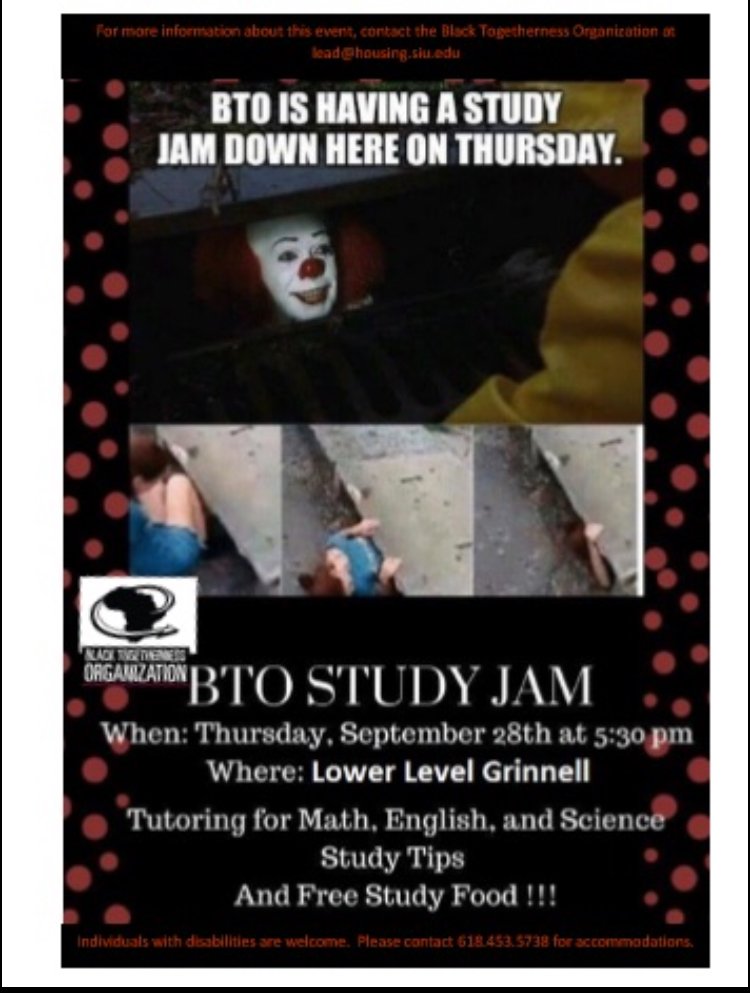 BTOSIUC's tweet photo. Come and Join BTO for our Study Jam tomorrow night @5:30! There will be tutors, tips, and FREE food! #siuc21 #siuc20 #siuc19 #siuc18 📝📕🍕🍗😎 https://t.co/UZO4vbgnTq