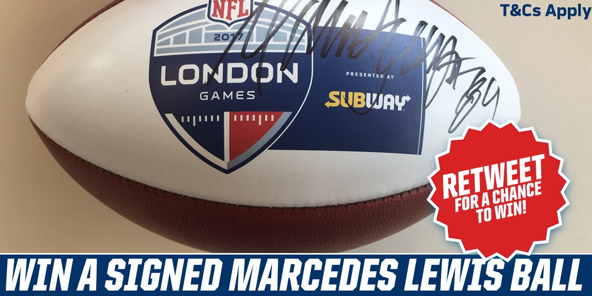 NFLUKIRE's tweet photo. #WIN @MarcedesLewis89's signed @SubwayUK Man of the Match ball!

Just retweet for your chance of winning!
T&amp;Cs: https://t.co/FZRBOyDKx8 https://t.co/SbTsFr6zF9