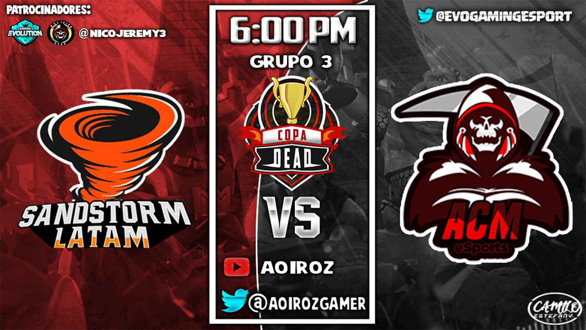 @EvoGamingEsport 
COPA DEAD🏆
📺DIRECTO🔴
@SsandstromLA_2 VS <a href="/ACM_eSports/">ACM eSports</a> <a href="/ACM_TeamCR/">ACM Team</a>
⏰6:00PM🇨🇴

youtu.be/4Fmla4WC_KU