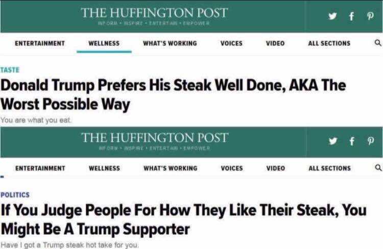 Huffington Post bashes Trump for having his steak well done