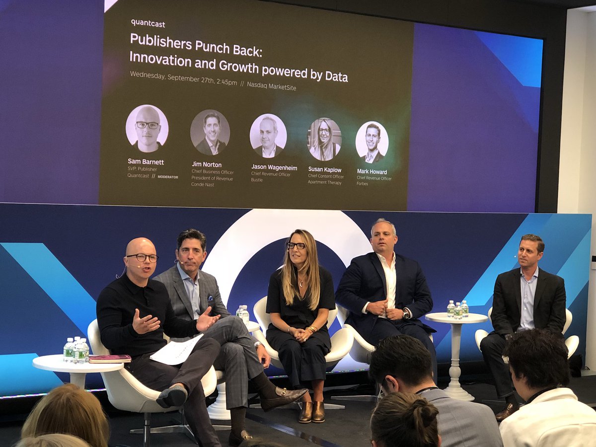 wolfepereira's tweet photo. The power of premium publishers - @Forbes, @CondeNast, @bustle & @AptTherapy - w/ @Quantcast’s SVP of Publishing Sam Barnett #GetQuantified https://t.co/DOQexVz1ta