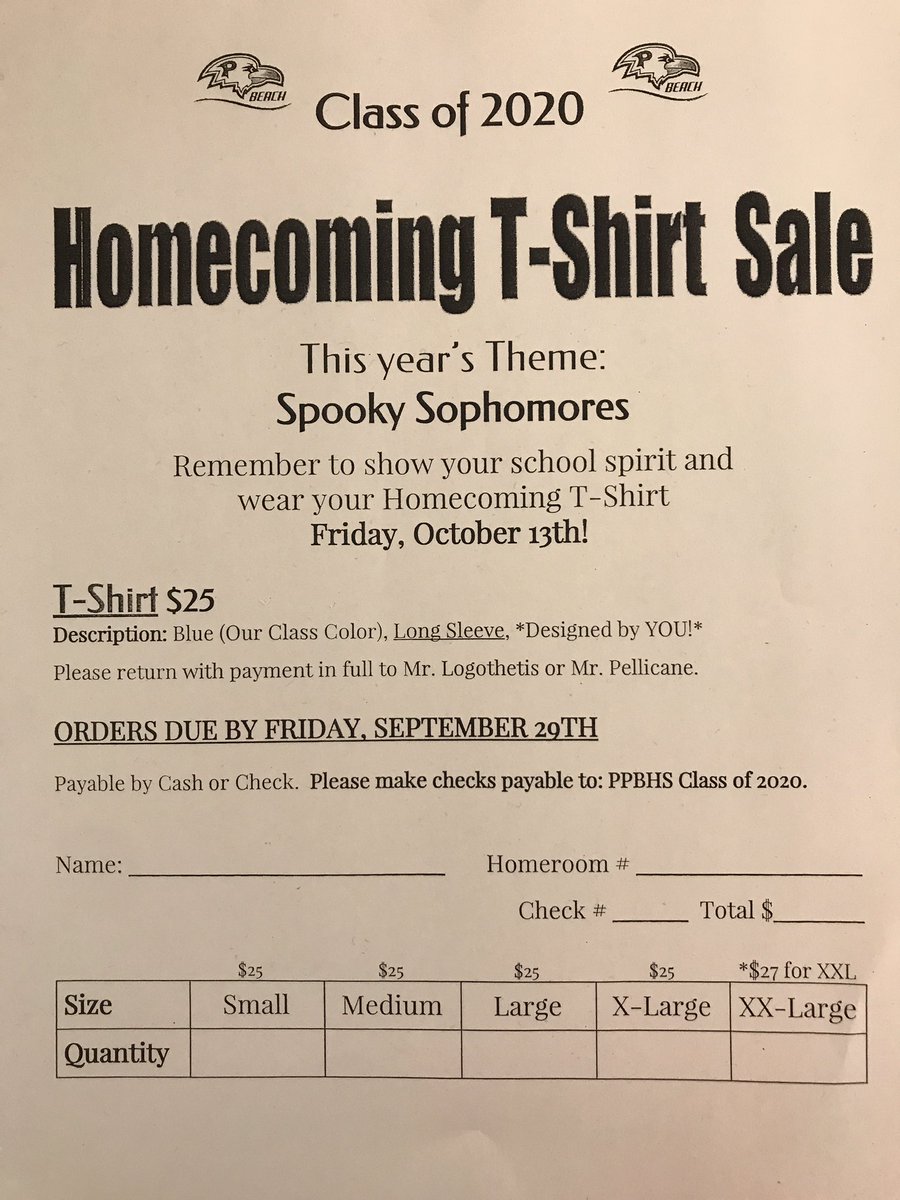 REMINDER!!! Homecoming T-Shirt order forms are due Friday!!!