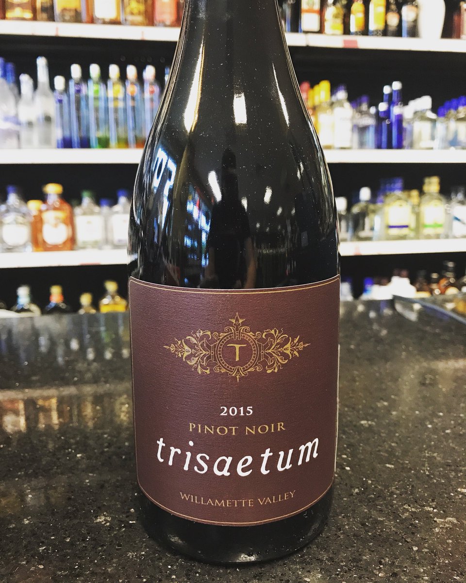 Back in stock! Trisaetum Pinot Noir, a boutique wine with bright cherry &amp; raspberry, sweet brown spices, and oak &amp; chocolate notes.