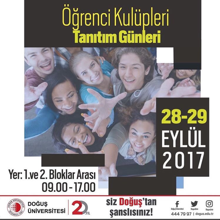 Öğrenci Kulüpleri Tanıtım Günleri’nde standımıza bekliyoruz! <a href="/DogusUniv/">Doğuş Üniversitesi (DOU)</a>