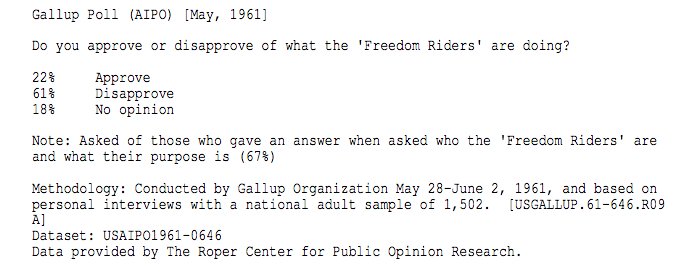 FrankLuntz's tweet image. In a 1961, 61% of Americans disapproved of the Freedom Riders riding desegregated buses into the segregated South.

crmvet.org/docs/60s_crm_p…