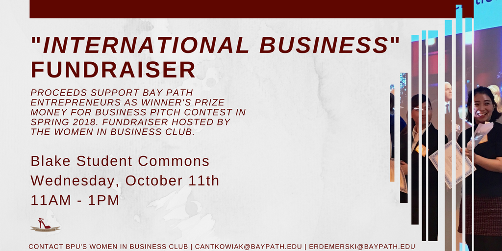 BayPathWIB's tweet photo. BPU's WiB Club will be holding an International Business themed fundraiser on Wednesday, October 11 from 11AM - 1PM! https://t.co/9C3LOC6Rne