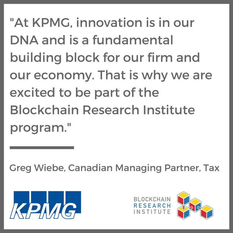blockchainRI's tweet photo. We're delighted to have @KPMG joining the Blockchain Research Institute, supporting innovation and collaboration. #BlockchainRevolution https://t.co/diUcHTQfuD