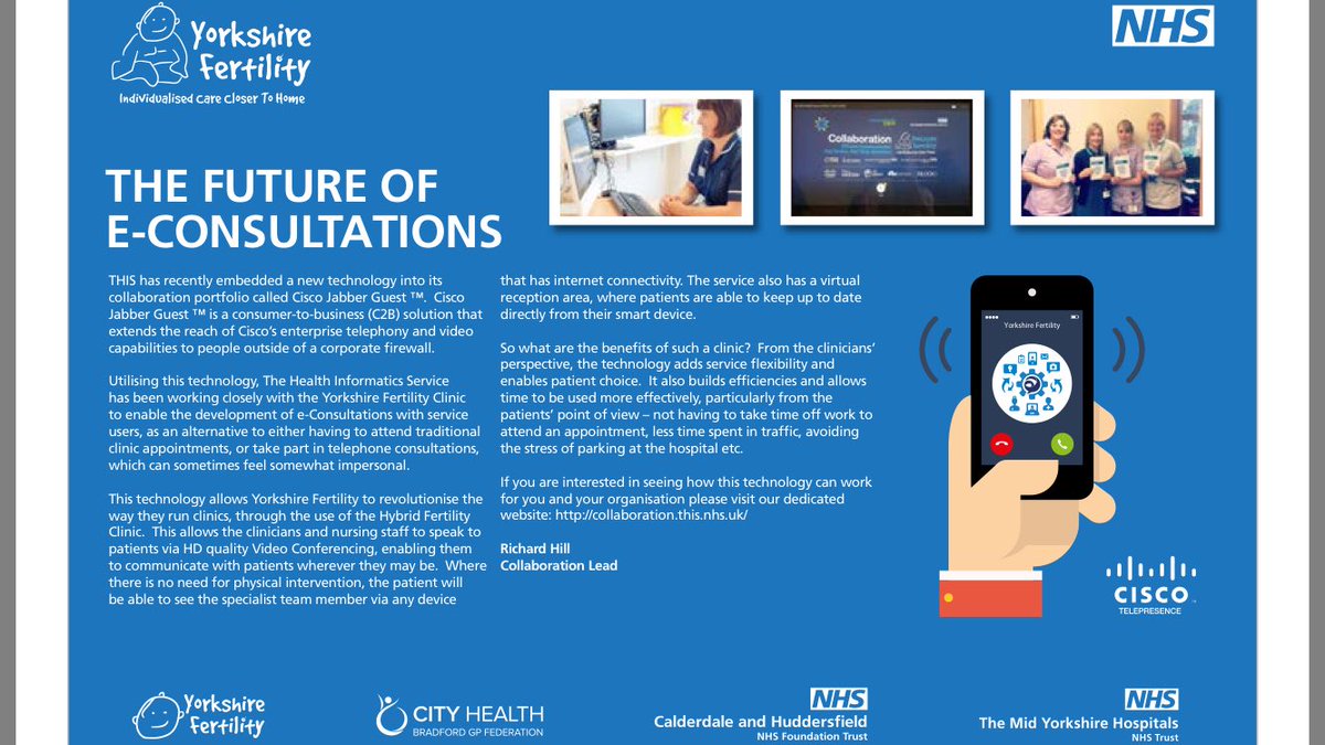 YorksFertility's tweet photo. Let's make THIS work for you! We're featured in @thisnhs news this week https://t.co/DcTKmgr2bV @CHFTNHS @CiscoUKI @RICHARD_HILL_ #THISnews https://t.co/149PuvkzTN