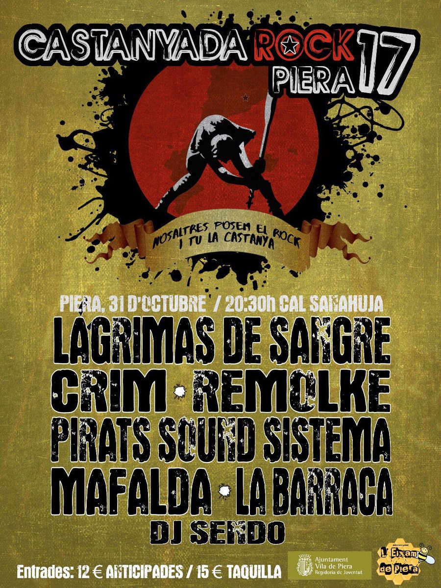 💥Aquí teniu el cartell d'aquest any!!💥

#CRK17 
<a href="/MafaldaGrupo/">Mafalda</a> <a href="/PiratsSSistema/">Pirat's Sound Sistema ☠️🎤🎧 #BangBang</a> <a href="/LDS_Crew/">Lágrimas de Sangre</a> <a href="/RemolkeRock/">Remolke</a> 
<a href="/DjSend0/">Dj send0</a> 
CRIM
LA BARRACA