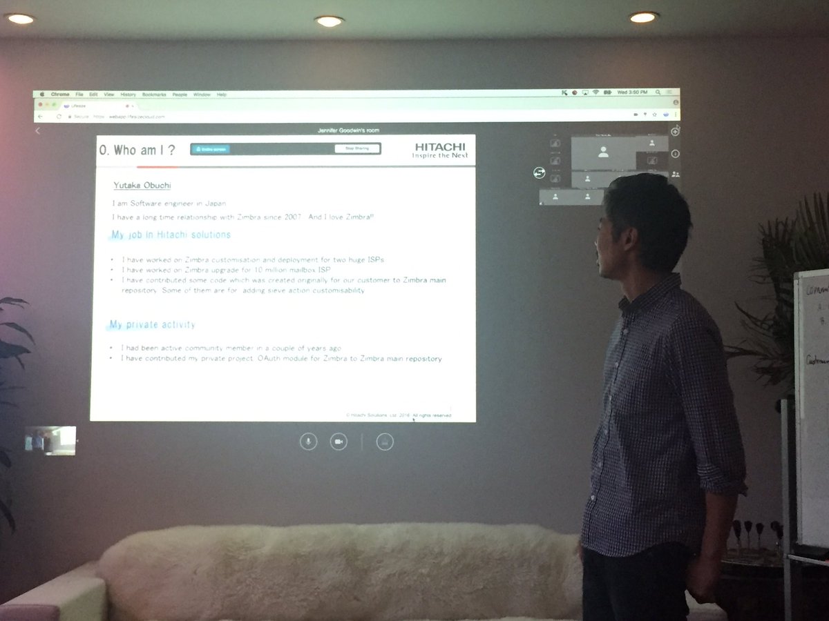 Zimbra's tweet image. Thanks to Yutaka Obuchi from Hitachi for coming all the way to NYC from Japan to share his advice on Zimbra Server extensions #ZimbraCommit