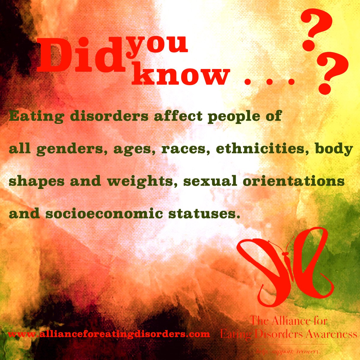 AllianceforED_'s tweet photo. Did you know??
#eatingdisordersdonotdiscriminate #didyouknow #awareness #eatingdisorders #allianceforeatingdisordersawareness #affectsall https://t.co/ihDS3V3EYZ