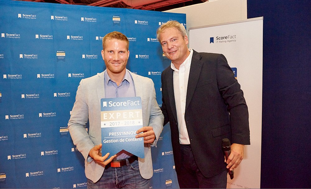 Remise du label <a href="/ScoreFact/">ScoreFact</a> qui récompense la qualité des prestations de @PressInnov au salon #SalonSolutions