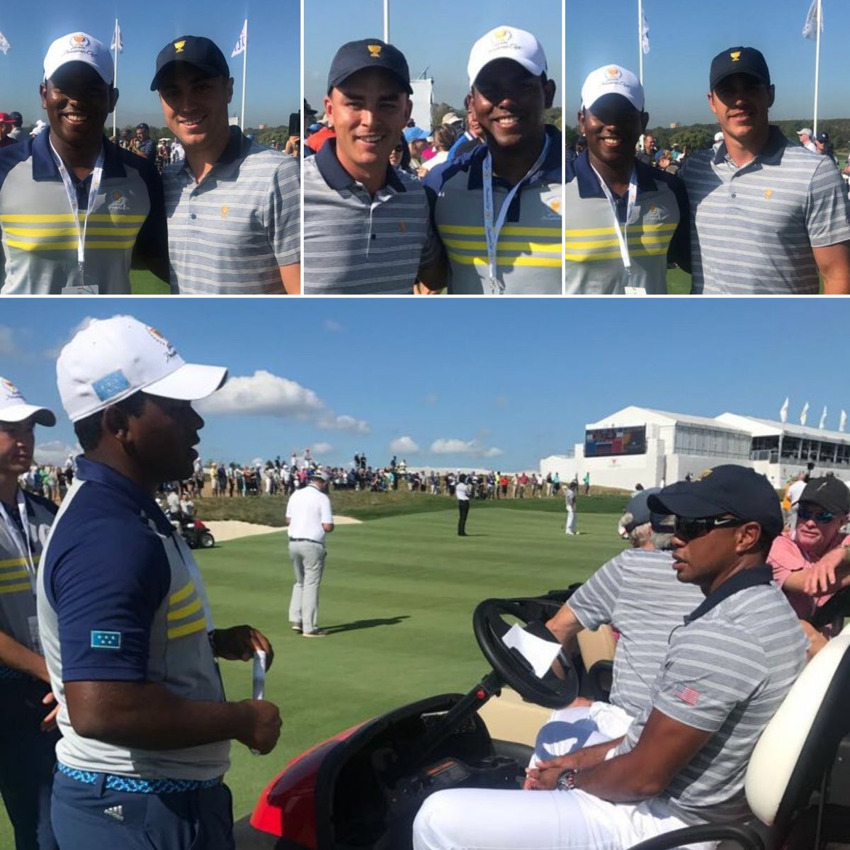 Just <a href="/RayhanThomas/">Rayhan Thomas</a> hanging with <a href="/JustinThomas34/">Justin Thomas</a> <a href="/RickieFowler/">Rickie Fowler</a> <a href="/BKoepka/">Brooks Koepka</a> and <a href="/TigerWoods/">Tiger Woods</a> at the <a href="/PresidentsCup/">Presidents Cup</a>. 😱😳 #inspiring #rayoneday 🇦🇪👊🇮🇳