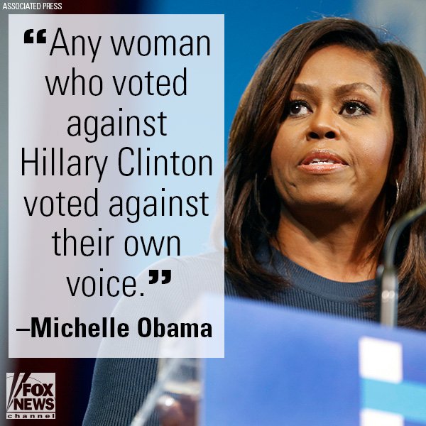 FoxNews's tweet image. Former First Lady @MichelleObama did not hold back her thoughts regarding women who voted for @POTUS.