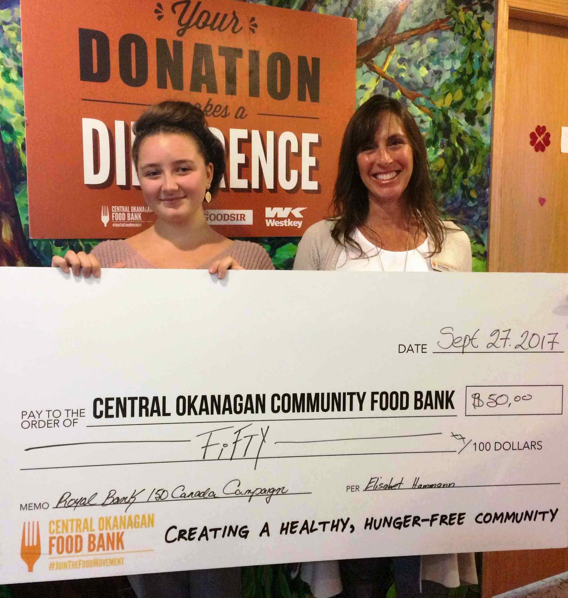 COFoodBank's tweet photo. Thank you Elisabet Hammann for choosing to donate to the Food Bank from your RBC Make 150 Count gift.
#JoinTheFoodMovement
#make150count https://t.co/O8gIPEGfCx