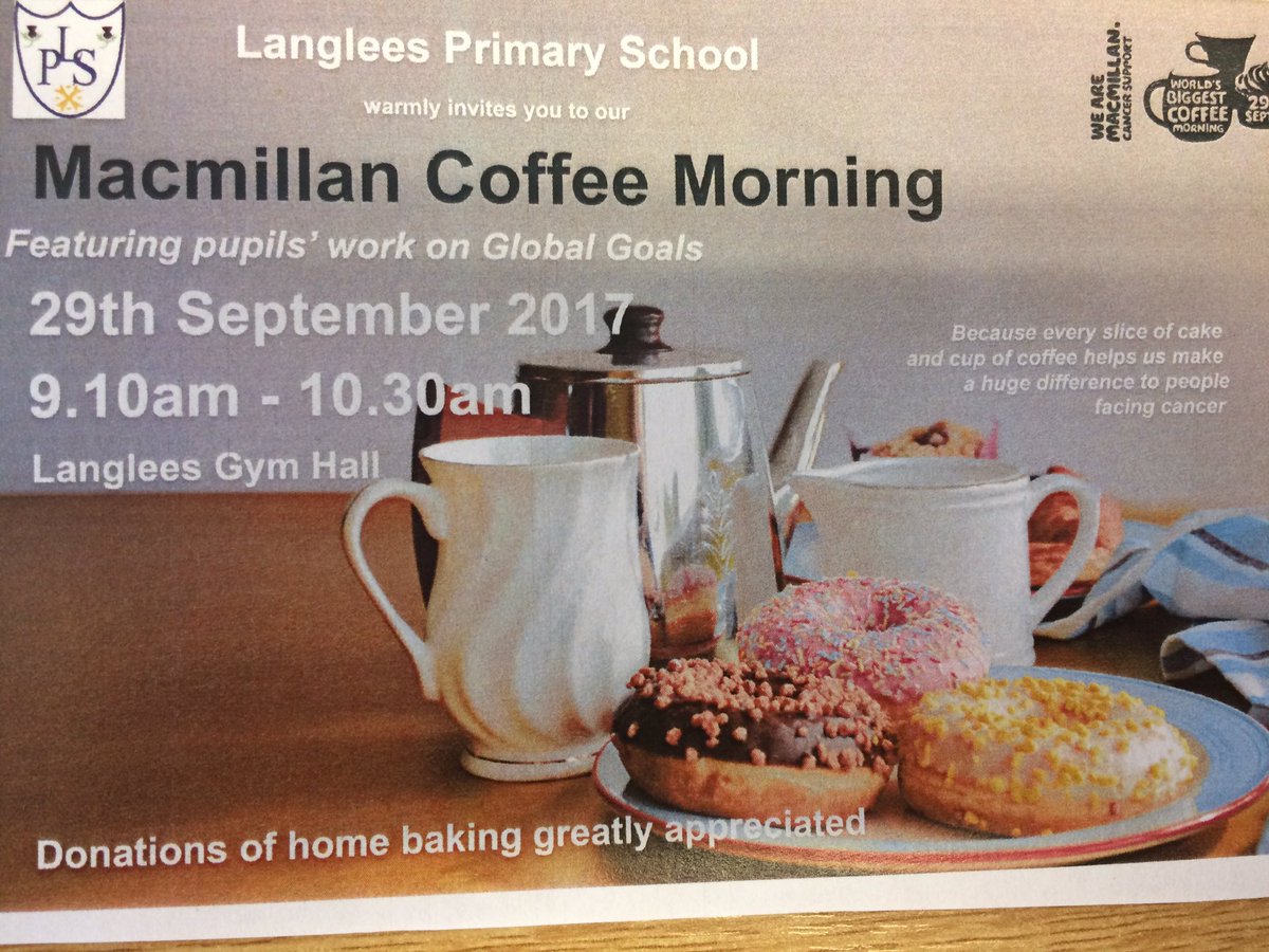 Reminder coffee morn on Friday - all welcome #mcmillancoffeemorning #globalgoals#rightsgroup
