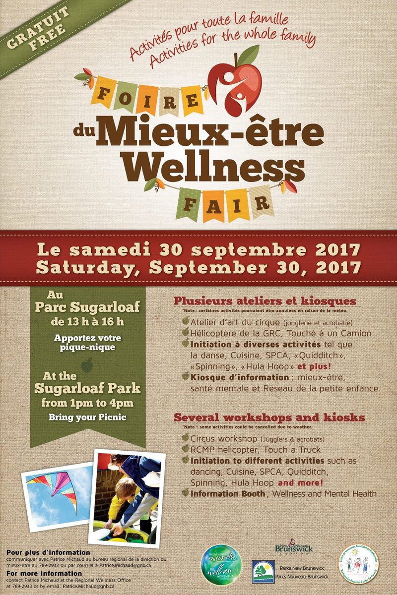 #WellnessWeekNB kicking off in #Restigouche Saturday w/ the Wellness Fair! Check out what's happening near you at calendar.wellnessnb.ca
