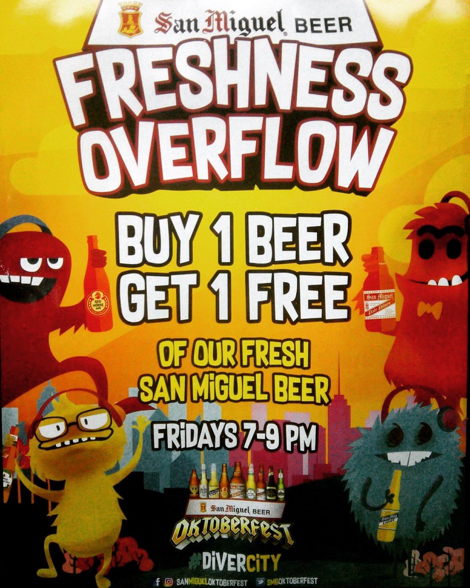 EmnacesGrill's tweet photo. We are part of Oktoberfest! Come and visit us every friday, 7pm-9pm for our BUY 1 GET 1 BEER for FREE!
#EmnacesGrill
#OctoberFest #DiverCity https://t.co/jM1EA0ZEUg