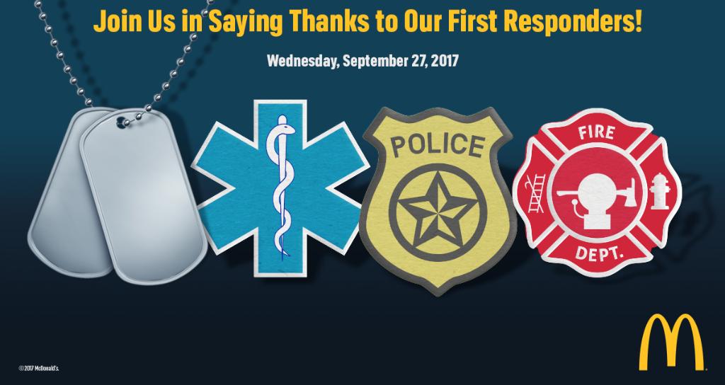 We haven’t forgotten the first responders working the late shift, come in for a free Extra Value Meal.