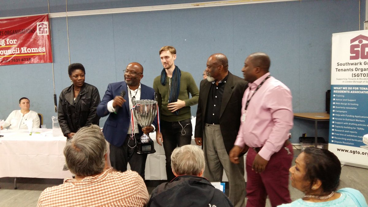 libahoskin's tweet image. Rockingham TRA reps accepting cup for well diserved victory of @RockinghamEst team in @SGTOonline Football competition 2017. Well done!