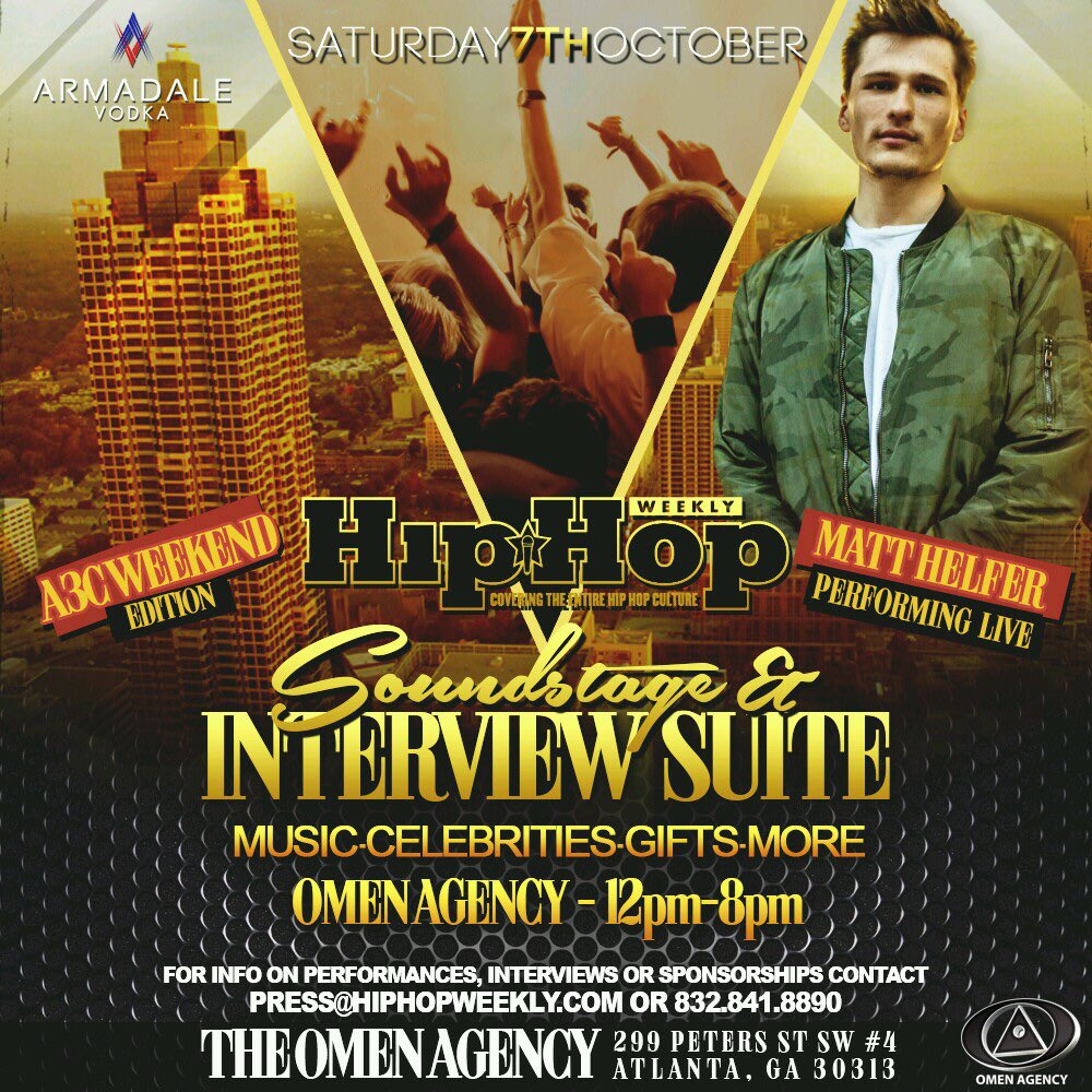 matt_helfer's tweet photo. #SoundStage #InterviewSuite #HiphopWeekly #Saturday #Oct7 @omenagency @HipHopWeekly @amsmusicsouth @ArmadaleVodka https://t.co/PK9bYfhFjG