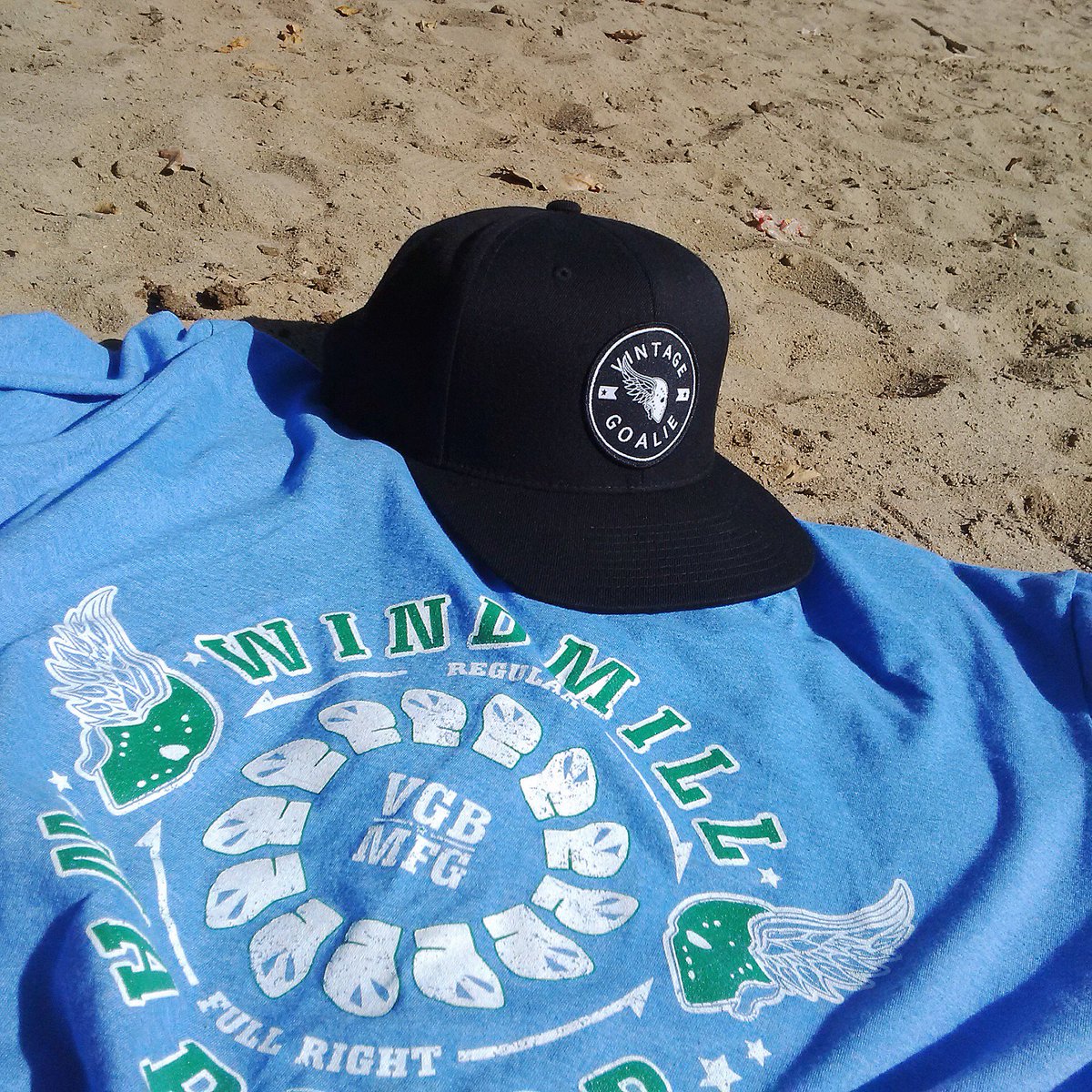 VintageGoalie's tweet photo. SALE! Use Promo Code 'WINDMILLWED' Today ONLY for 20% our Windmill Warrior T. #WindmillWarrior #GloveSave #goalieunion #tendyswag https://t.co/qIEJ6FX8Or