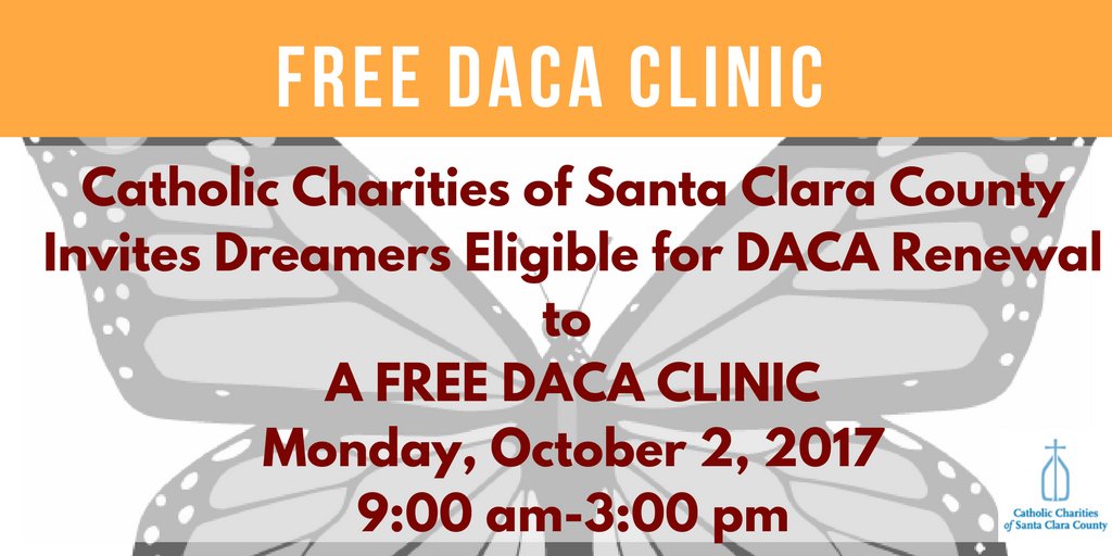 Free DACA Clinic! MONDAY, OCTOBER 2, 9:00am-3:00pm, 2625 Zanker Rd., San Jose, CA 95134. bit.ly/2xGAPdL