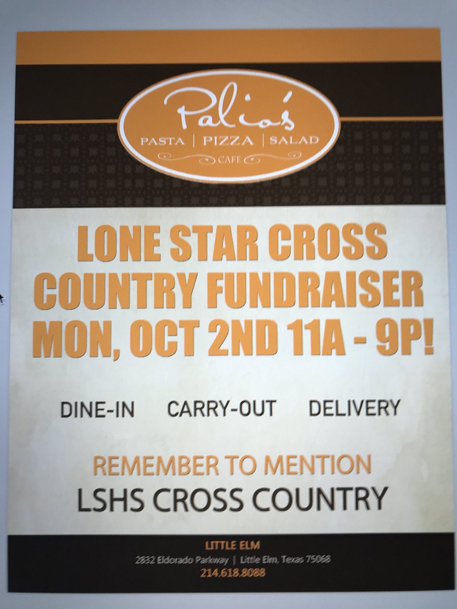 LSHSXCTrack's tweet photo. Please support the LSHS Track and XC team on Oct 2 at Palio’s in Little Elm. #RSR17 #LSHS https://t.co/S8tgpNZgOW