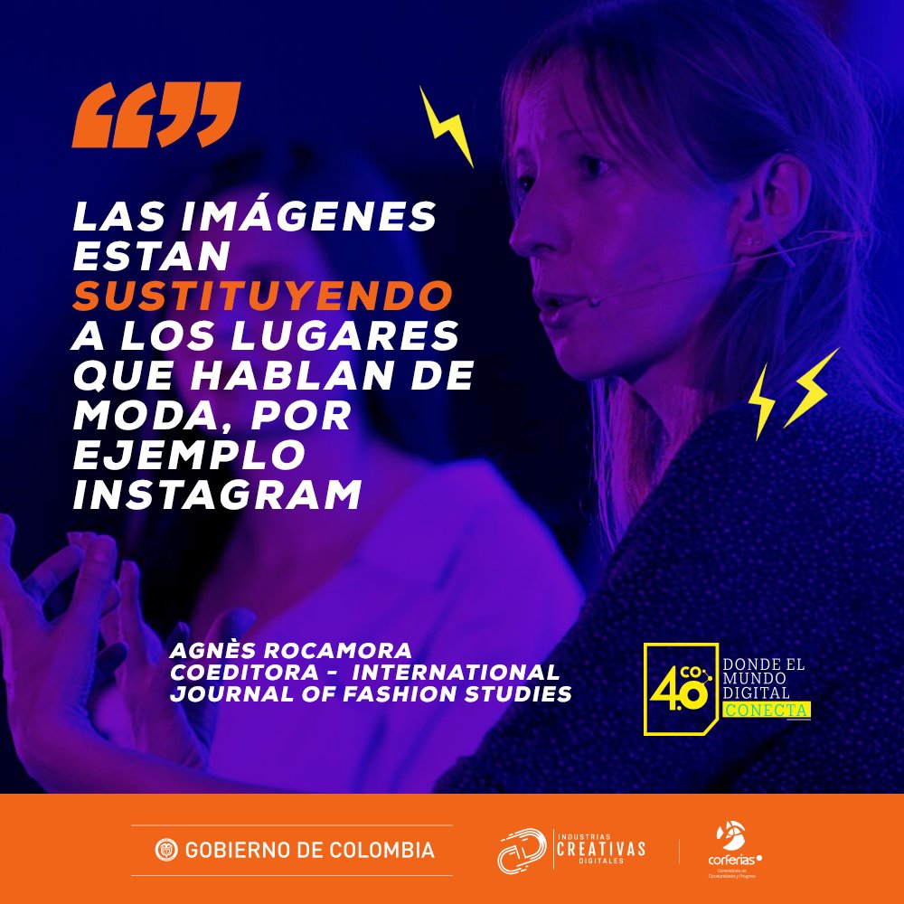 Col5punto0's tweet photo. "Las imágenes están sustituyendo a los lugares que hablan de moda, por ejemplo instagram" Agnès Rocamora en #Col40Medios https://t.co/PVrpA5dsDB