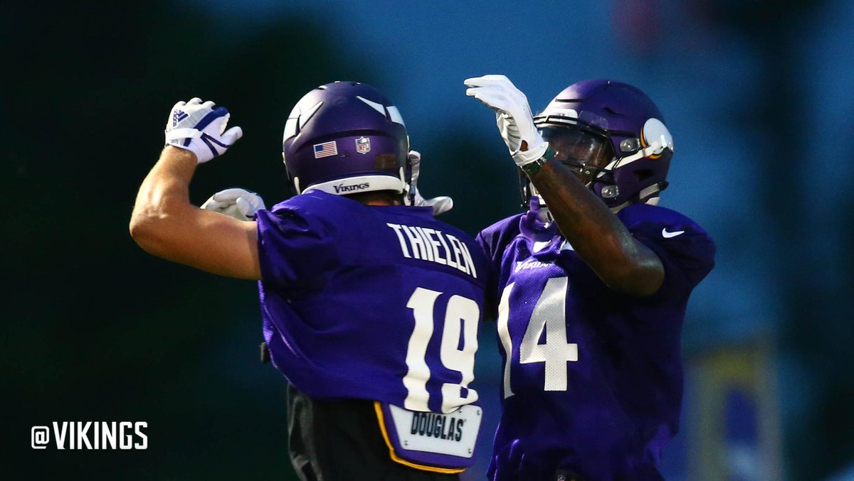 Vikings's tweet photo. The #Vikings are the only team with multiple players ranking in the top 10 for scrimmage yards.

They have three (Cook, Diggs and Thielen). https://t.co/jVHbwstqJm