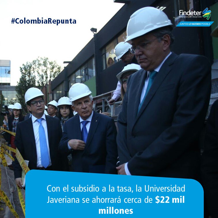 Findeter's tweet photo. Ministro @MauricioCard destacó que los recursos que serán entregados a @UniJaveriana provienen de créditos de Findeter. #ColombiaRepunta https://t.co/DkHBEybLPw