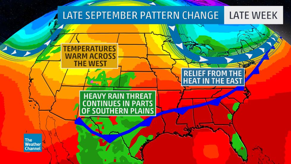 weatherchannel's tweet image. An early-fall cold front will bring big changes from coast to coast for the second half of this week: wxch.nl/2xCnLVe