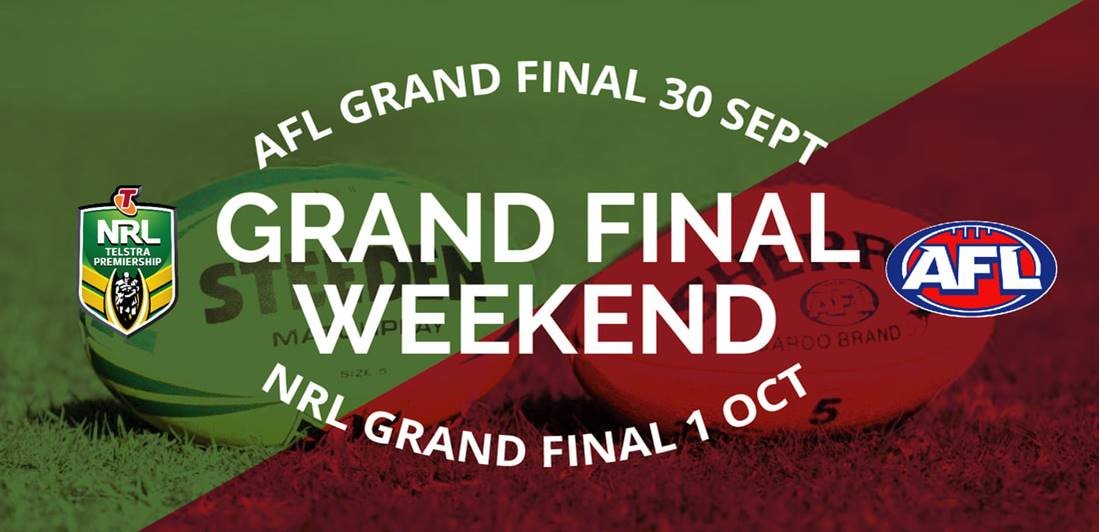 A huge weekend of sport coming up with the AFL and NRL Grand Finals! Who are you backing? #AFLGF #NRLGF #FootyFinals