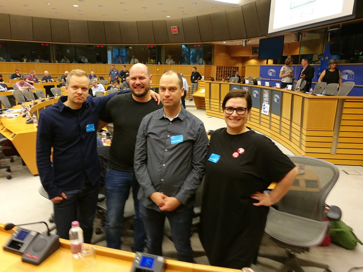 PatrizioLaina's tweet photo. Suomen delegaatio Euroopan parlamentissa. #TUNE2017 @koivulaakso @miraveeraauer @jannehernes https://t.co/sEtHQOBtNa