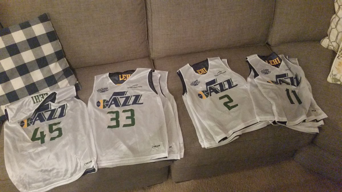 bd_laing's tweet photo. Just got Jr. Jazz jerseys, ready to coach some 1st graders! #Ballit https://t.co/rbRzAG20CN