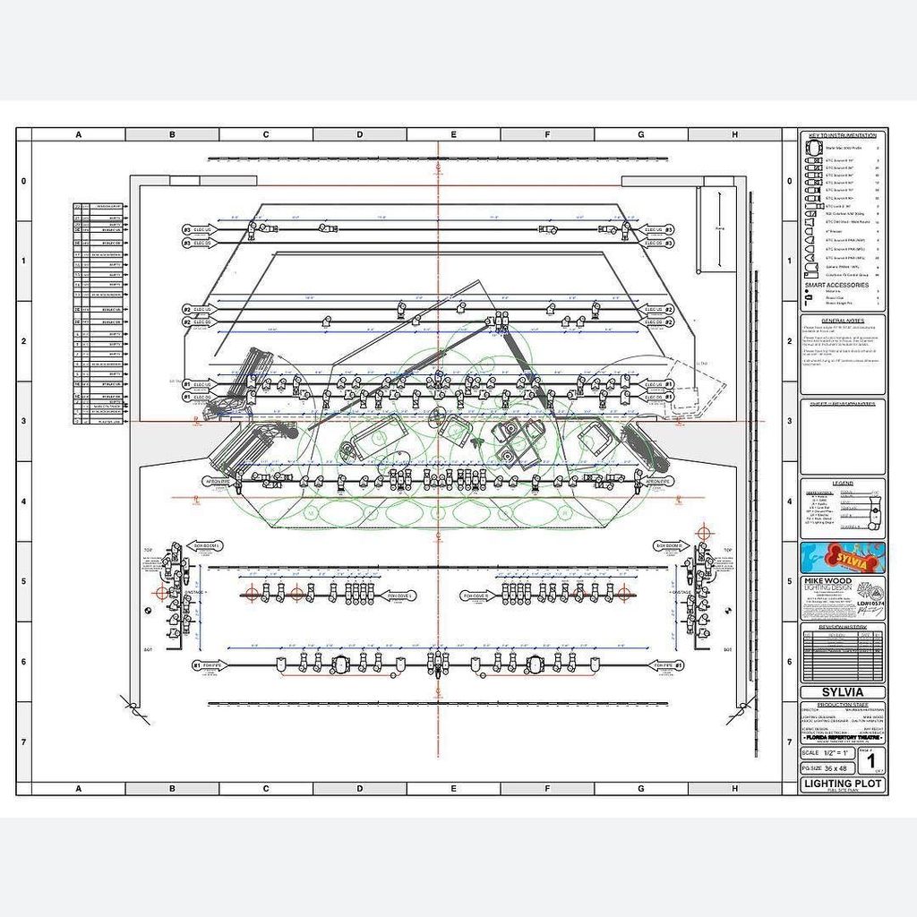 mikewoodld's tweet image. Lights have gone on the plot! Page 1 of 7. #Sylvia at @floridareptheatre coming next month! #lightplot #lightingplot #theatredesign #lighti…