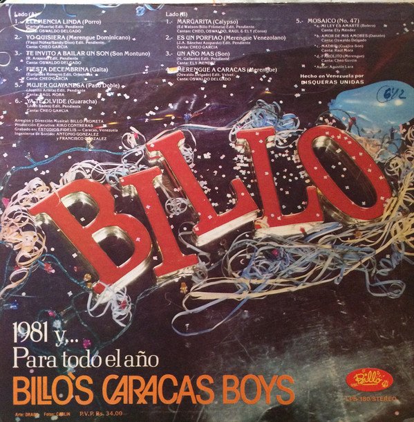 brainerferrer's tweet image. Billo's Carcas Boys LP Y Para Todo El Año Billo (1981)