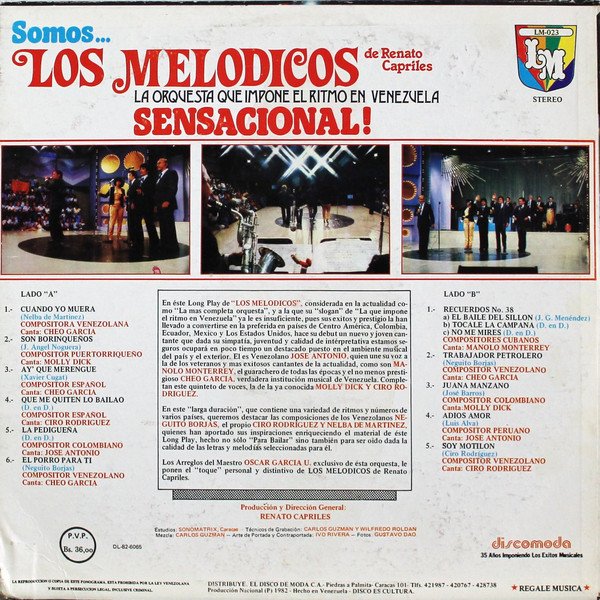 brainerferrer's tweet image. LP Los Melodicos Somos Sensacional (1982)