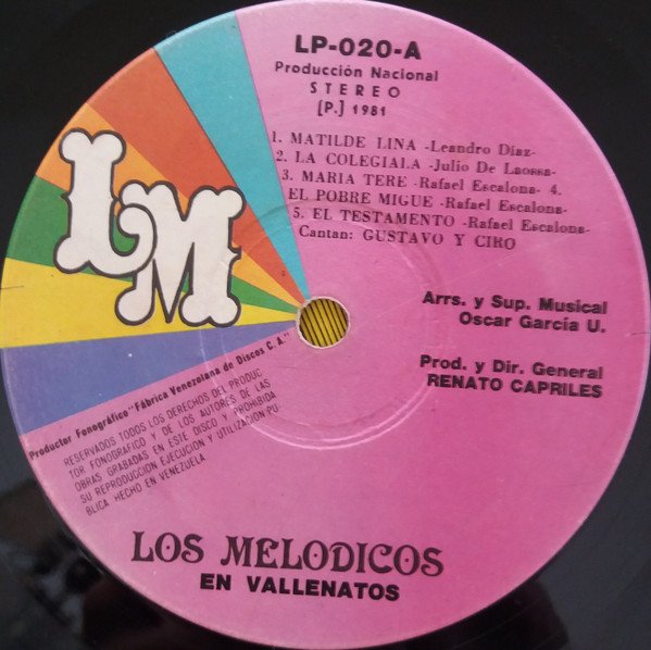 brainerferrer's tweet image. LP MELODICOS LP EN VALLENATO (1981)