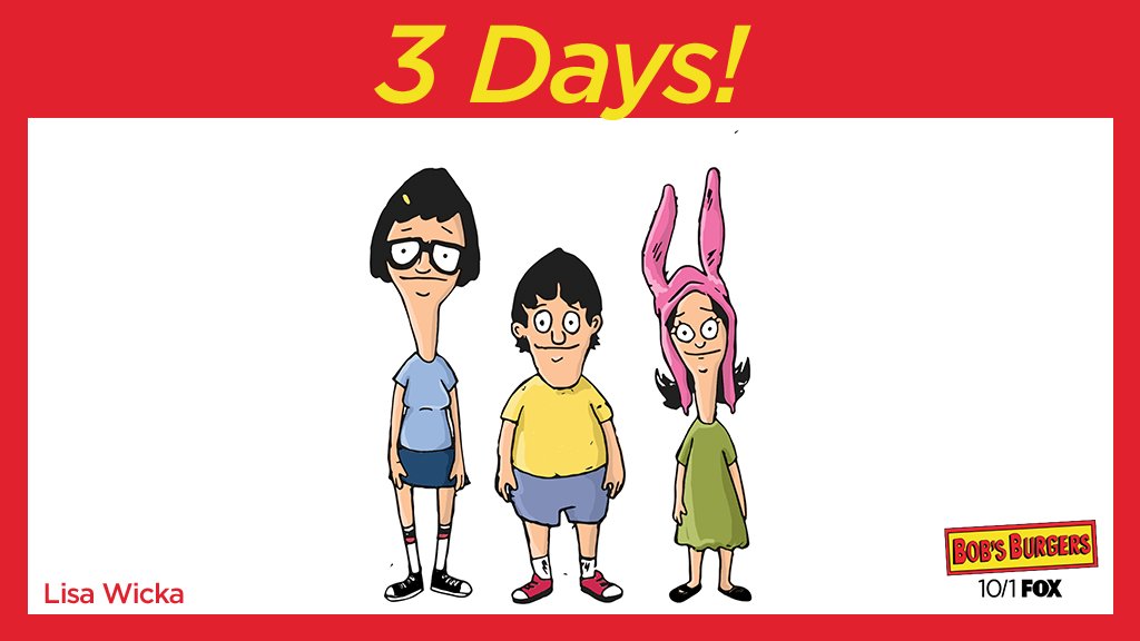 BobsBurgersFOX's tweet photo. We're only THREE DAYS away from the return of #BobsBurgers. Who's hungry? 🍔 https://t.co/YKED9GrosS