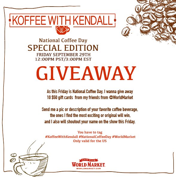 Giving away 10 $50 gift cards away this Friday on <a href="/KoffeeWKendall/">Kendall Schmidt</a> 

See details below⬇️