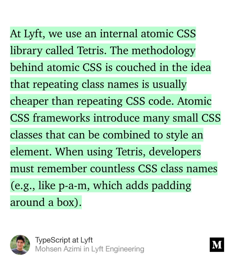 jitendravyas's tweet image. @lyfteng is using #AtomicCSS @mohsen____ eng.lyft.com/typescript-at-…