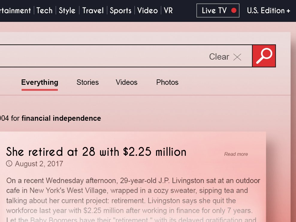 CPenso's tweet photo. #ThirtyUi @ThirtyUi Challenge 3. Redesigning CNN's search results page.
#CNN #graphicdesign #photoshop https://t.co/NcaKcwS4qu