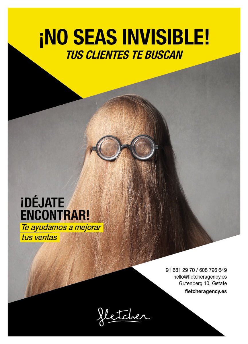 FletcherAgency's tweet photo. ¡No seas invisible! 🖤💛
#fletcheragency #madrid https://t.co/XMkLlKXdgN