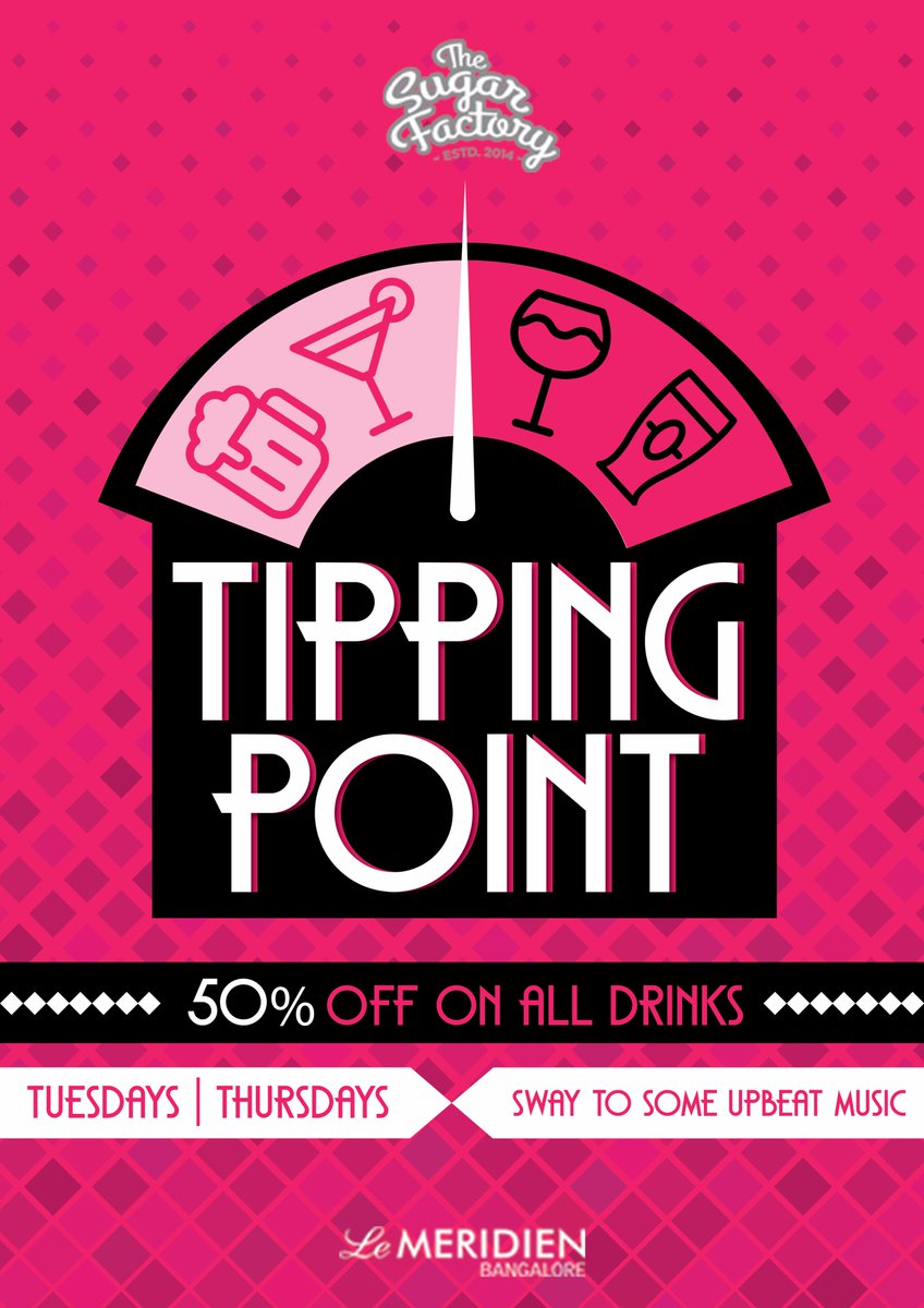 SugarFactoryBlr's tweet photo. Do you love your poison but don't want to be broke? Head down to #TSF on our #TippingPoint #Thursday nights and avail 50% off on all drinks! https://t.co/i4ZeHTB1Rx