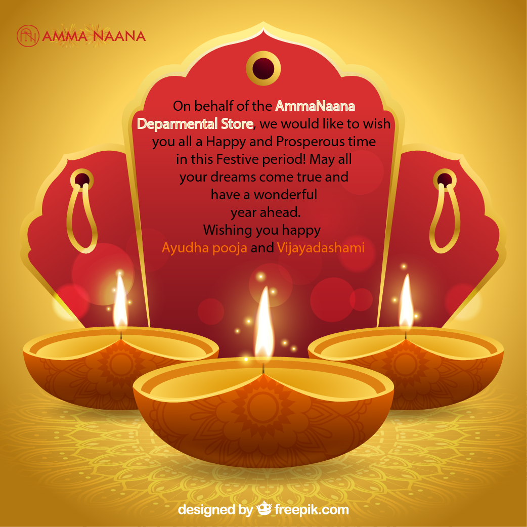 AmmaNaanaStore's tweet photo. @AmmaNaanaStore  Wishing you all Happy Ayudha Pooja &amp; Vijayadashami
#HappyFestival #Vijaydashami #AyudhaPooja https://t.co/YAUAKXI0AF